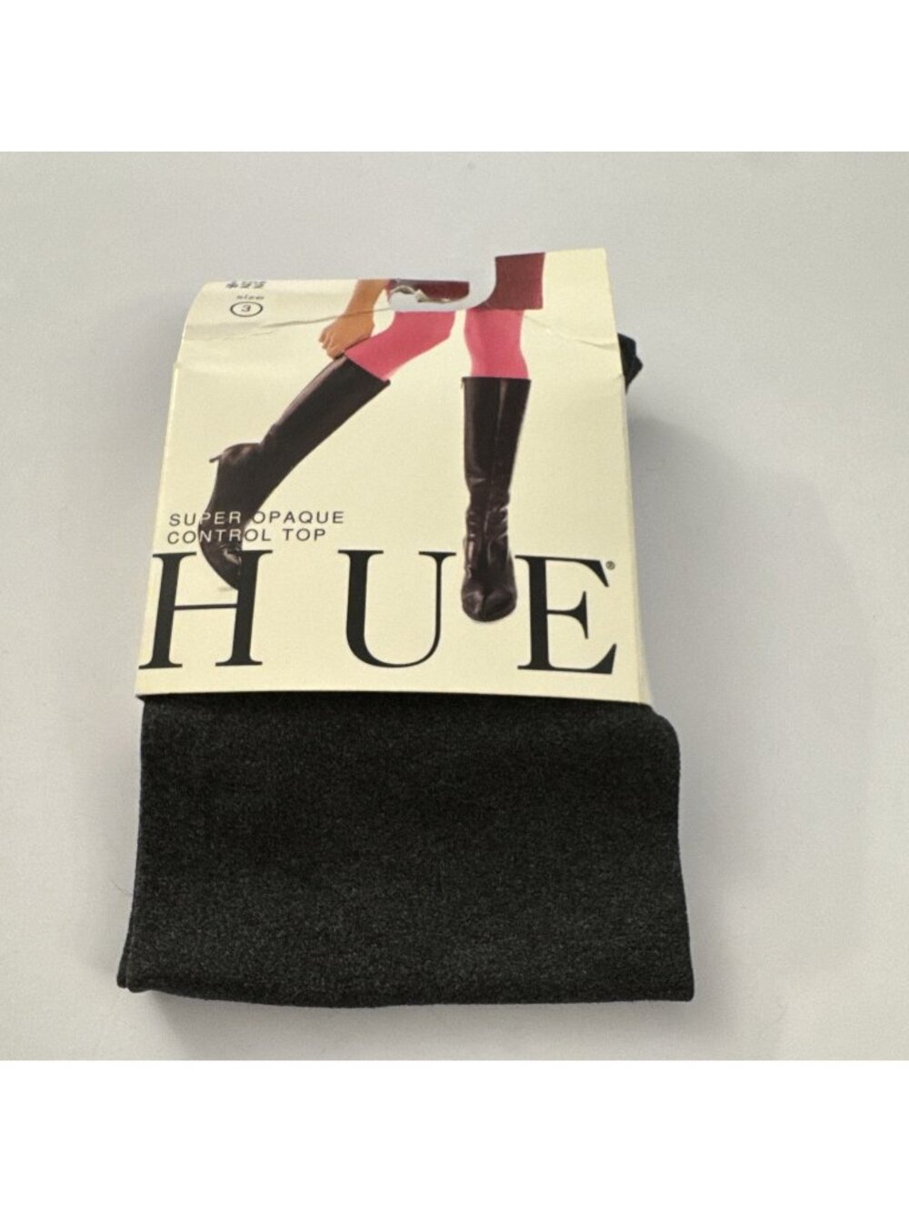 New HUE Size 3 Women's Tights Graphite Heather Opaque Super Control Top J16